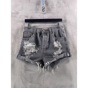 ONE‎ TEASPOON Outlaws Denim Shorts Womens Size 25 Gray Distressed Cutoff